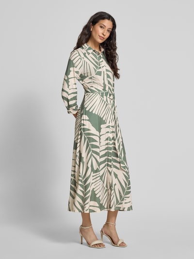 Oui Sukienka koszulowa z wiązanym paskiem Khaki 1