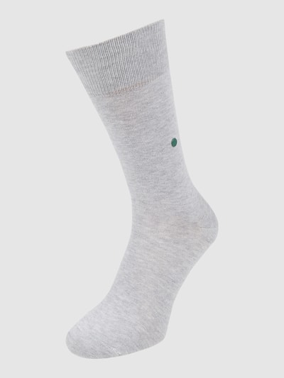 Burlington Socken mit Label-Print Modell 'Lord' Mittelgrau Melange 1