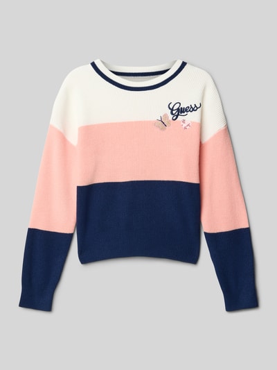 Guess Sweter z dzianiny o kroju regular fit z mieszanki wiskozy Granatowy 1