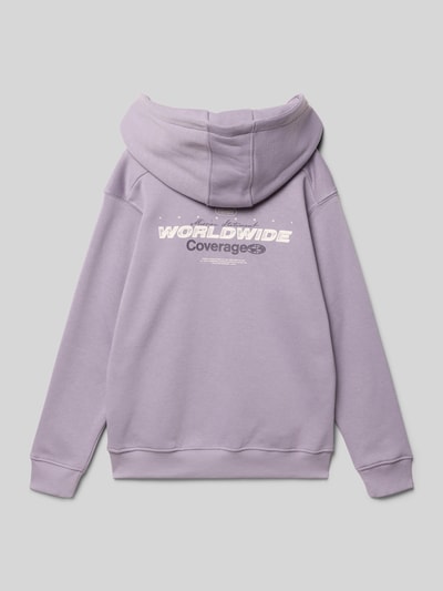 Produktfoto, Hoodie aus Baumwoll-Mix Modell 'COMINERAL' von Jack & Jones in Flieder mit Label-Print, elastischen Abschlüssen und Känguru-Tasche