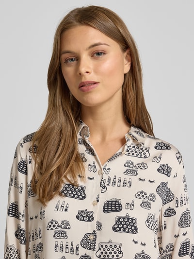 Milano Italy Bluzka koszulowa z listwą guzikową Beżowy 3