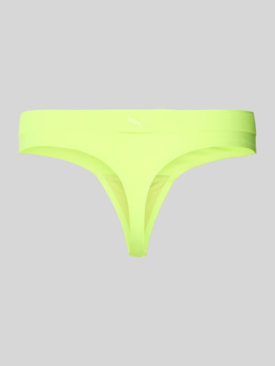 Produktfoto, String mit Logo im 2er-Pack von PUMA in Neon-Gelb, Material-Mix mit Stretch, elastischer Bund, körpernahe Passform