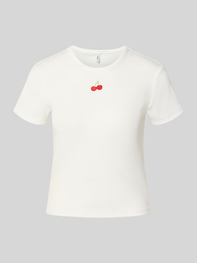 Only Regular fit T-shirt in riblook, model 'DANIELLA' Wit - 2