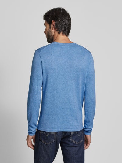 Christian Berg Men Regular Fit Strickpullover aus reiner Baumwolle mit Rundhalsausschnitt Blau Melange 5