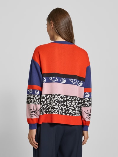 ICHI Kurtka z dzianiny z listwą guzikową Czerwony 5