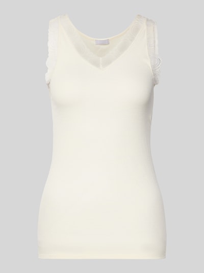 Hanro Tanktop mit Spitzenbesatz Offwhite 1