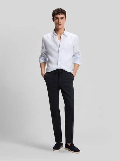 BOSS Modern Fit Straight Leg Hose aus Leinen-Mix Modell 'KANE1' Dunkelblau 1
