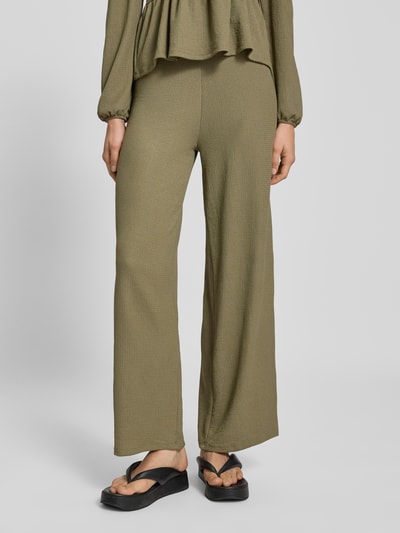 Only Regular fit wijde broek met elastische band, model '30 BILL' Kaki - 4