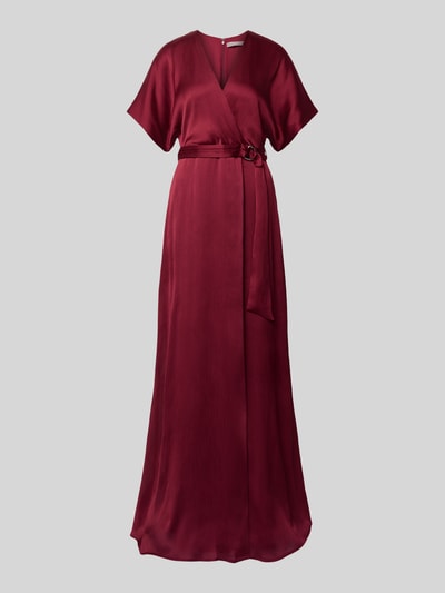 Christian Berg Cocktail Abendkleid mit Bindegürtel Bordeaux Melange 2