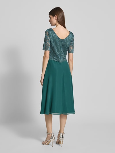 Vera Mont Knielange cocktailjurk met kant Smaragdgroen - 5
