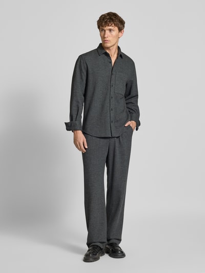 JAKE*S STUDIO MEN Regular fit vrijetijdsoverhemd met borstzak Donkergrijs gemêleerd - 1