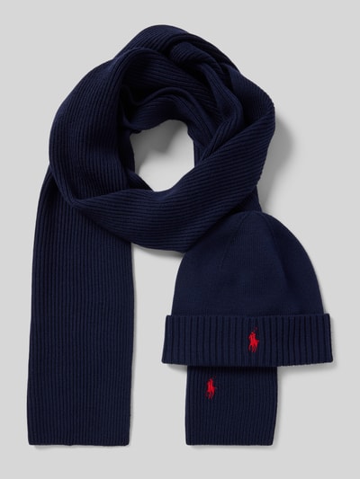 Polo Ralph Lauren Sjaal en muts van wol in een set Marineblauw - 1