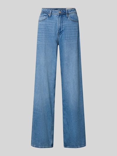 Productfoto, Wide Leg Jeans uit katoenmix van s.Oliver RED LABEL in denimblauw, high waist, 5-pocket-design, label patch, knoop- en ritssluiting, riemlussen