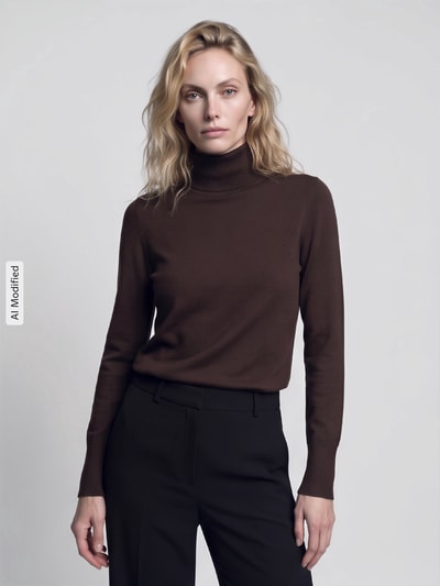 Jake*s Collection Regular Fit Rollkragenpullover aus Viskose-Mix Schoko 4