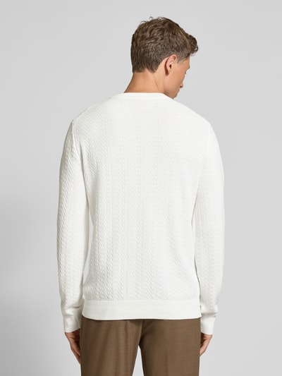 HUGO Regular Fit Strickpullover aus reiner Baumwolle Modell 'SIMO' Weiss 5