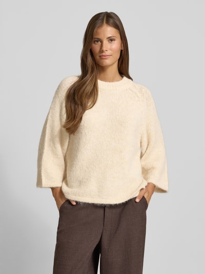 FREE/QUENT Gebreide pullover met ribboorden Offwhite gemêleerd - 4