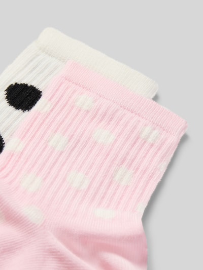 Produktfoto, Socken im Allover-Look im 2er-Pack von Jake*s Casual aus Baumwoll-Mix mit Stretch-Anteil, rosa und weiß mit Punktmuster, körpernahe Passform