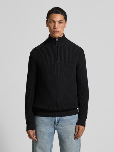 Replay Gebreide pulllover met opstaande kraag en ritssluiting Zwart - 4