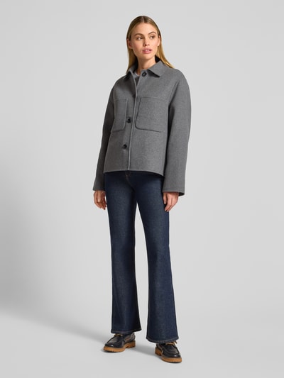 Jake*s Collection Relaxed Fit Jacke mit Lammwoll- und Viskose-Anteil Mittelgrau Melange 1