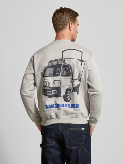 WOODBIRD Sweatshirt met labelprint, model 'Cane' Lichtgrijs gemêleerd - 5