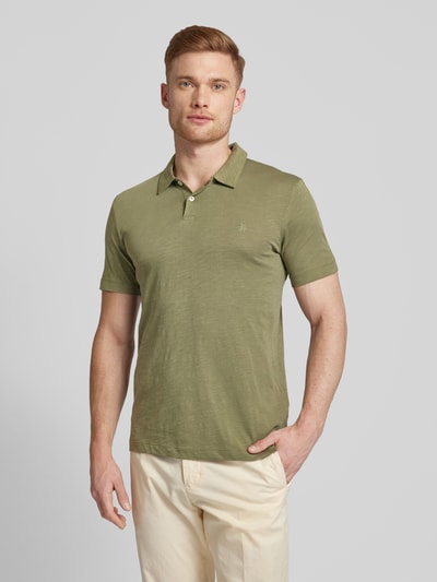 Marc O'Polo Shaped fit poloshirt met labelstitching Olijfgroen - 4