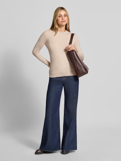 Christian Berg Woman Slim Fit Strickpullover mit elastischen Abschlüssen Metallic Beige Melange 1