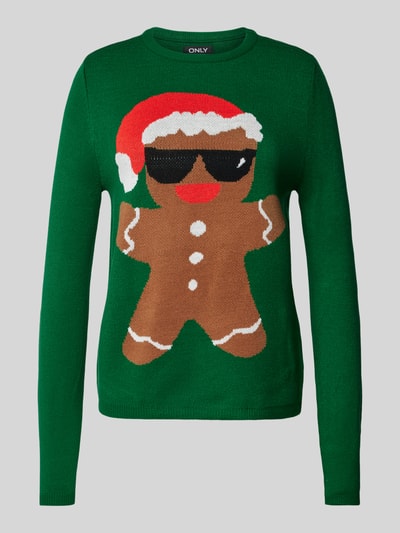 Only Gebreide pullover met ronde hals, model 'XMAS COOKIES' Groen - 2