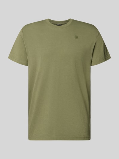 Produktfoto, T-shirt aus Baumwolle von G-Star Raw in olivgrün, recht model, ronde hals, labelstitching, ruglengte bij maat M 71 cm