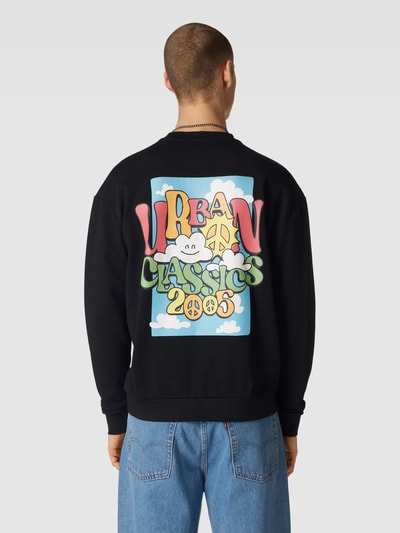 URBAN CLASSICS Sweatshirt met logo- en motiefprint, model 'Cloudy Crew' Zwart - 5