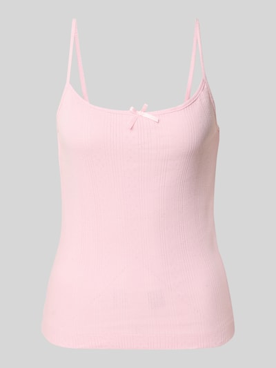 Produktfoto, Regular Fit Top aus reiner Baumwolle Modell 'MARIE' von Pieces, Optik: Unifarben, Struktur-Muster, zartrosa, glatte Textur.