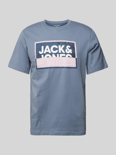 Jack & Jones T-Shirt mit Label-Print Rauchblau 1