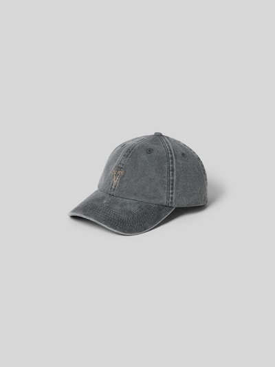 Produktfoto, Base Cap mit floralem Stitching von Forét aus reiner Baumwolle mit Denim-Optik, Curved Visor und Strapback