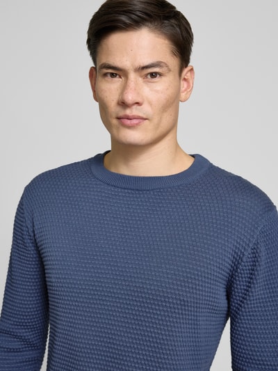 Knowledge Cotton Apparel Strickpullover mit Strukturmuster Modell 'VAGN' Rauchblau 3