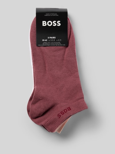 Produktfoto, Sneakersocken im 5er-Pack mit Logo-Detail von BOSS im unifarbenen Design, elastischer Bund, Feinstrick aus Baumwoll-Mix, Verpackung sichtbar