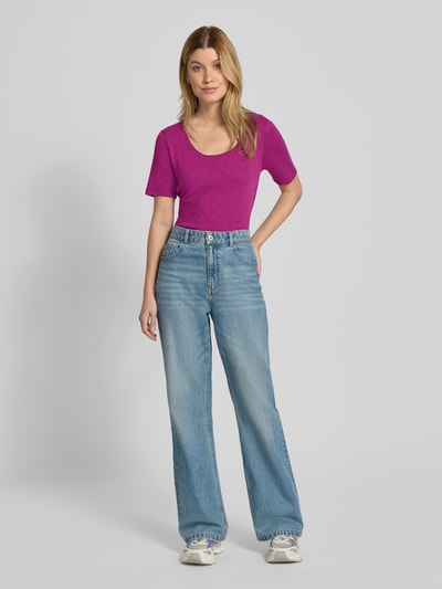 Marc O'Polo Regular fit T-shirt van slubjersey Fuchsia - 1