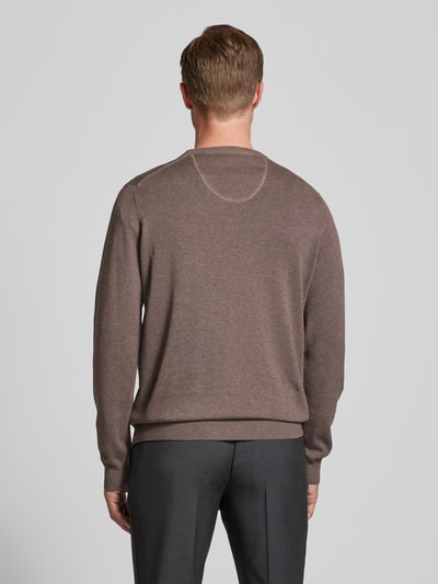 Fynch-Hatton Strickpullover mit Logo-Stitching Mittelbraun 5