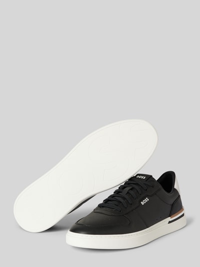 BOSS Sneakers van leer met vetersluiting Zwart - 4