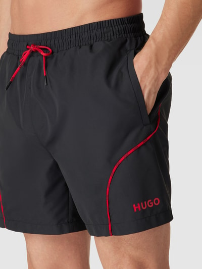 HUGO Badehose mit Label-Details Modell 'RACE' Black 3