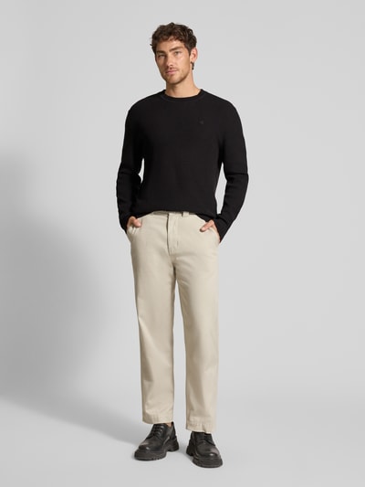 CK Calvin Klein Relaxed fit pullover in gebreide look, model 'Texture' Zwart - 1