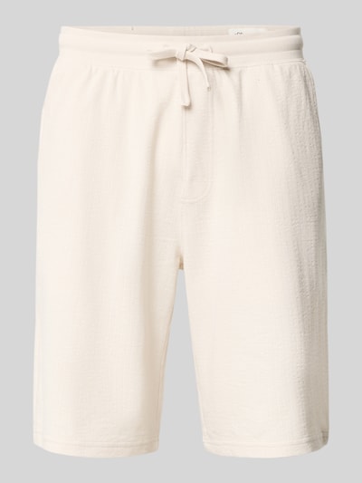 Produktfoto, Relaxed Fit Sweatshorts aus reiner Baumwolle Modell 'DETROIT' von s.Oliver RED LABEL in Creme, fein strukturiert, unifarben, mit elastischem Bund, Tunnelzug und Taschen.