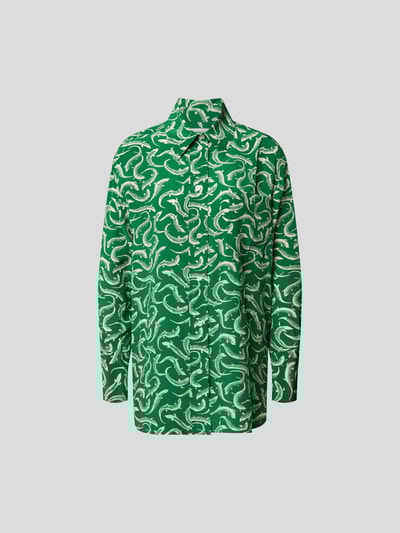 Victoria Beckham Seidenbluse mit Allover-Muster Apfelgrün 2