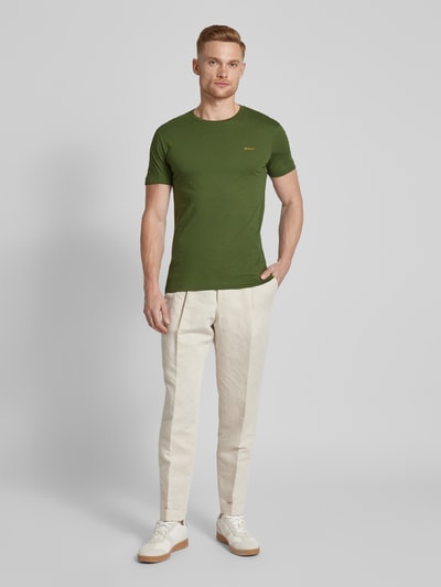 Gant T-shirt met labelstitching Olijfgroen - 1