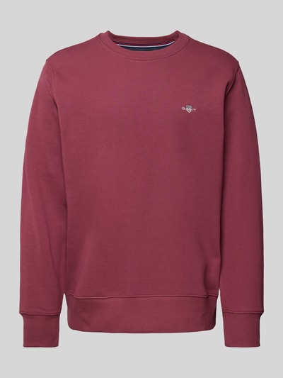 Gant Sweatshirt mit  Label-Stitching Modell 'SHIELD' Bordeaux 2