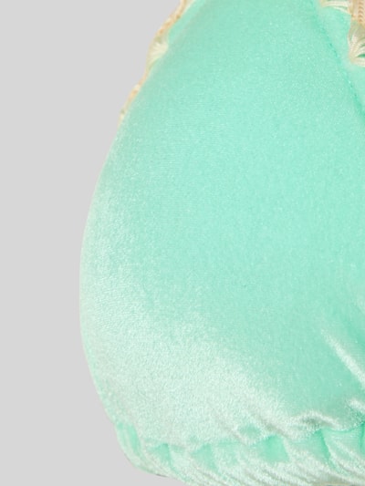 Produktfoto, mięta, błyszczący materiał, ozdobne kamienie, wyhaftowane logo, bikini z ozdobnymi kamieniami model 'Neosun' od Banana Moon, elastyczna mieszanka materiałów