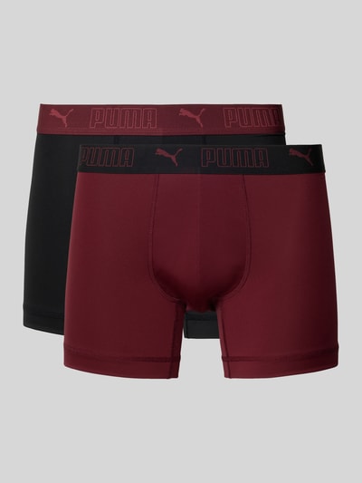 PUMA Boxershort met elastische logoband in een set van 2 stuks Bordeaux - 1