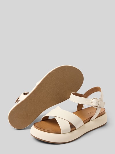Produktfoto, Sandalette aus Leder mit Plateausohle von INUOVO in Creme, Riemen mit Dornschließe, Abgerundete-Spitze, Absatzhöhe 3 cm, Größe 40