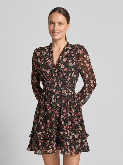 Apricot Minikleid im Allover-Look mit elastischem Taillenband Black 4