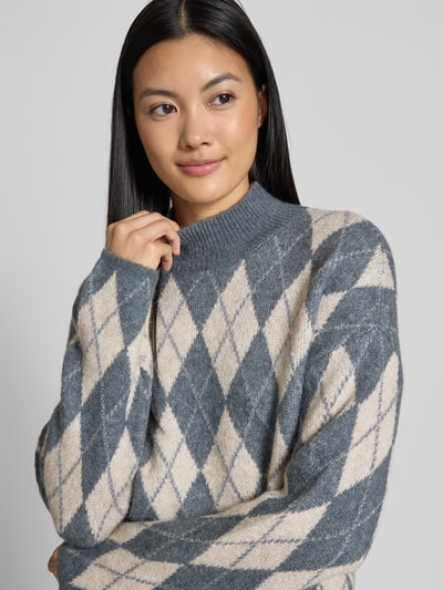 B.Young Oversized gebreide pullover met ribboorden, model 'Nafta' Rookblauw - 3