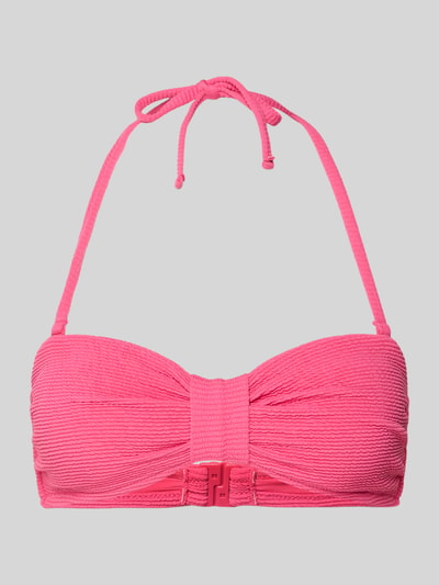 Produktfoto, Bikini-Oberteil in Bandeau-Form mit Strukturmuster von Jake*s Casual, Pink, Material-Mix mit Stretch-Anteil, körpernahe Passform