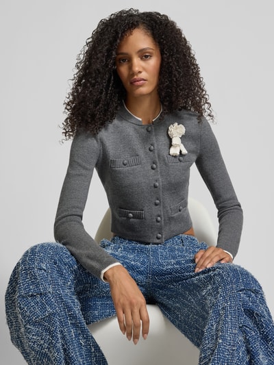 Self-Portrait Cropped Jacke in Strick-Optik Mittelgrau 3